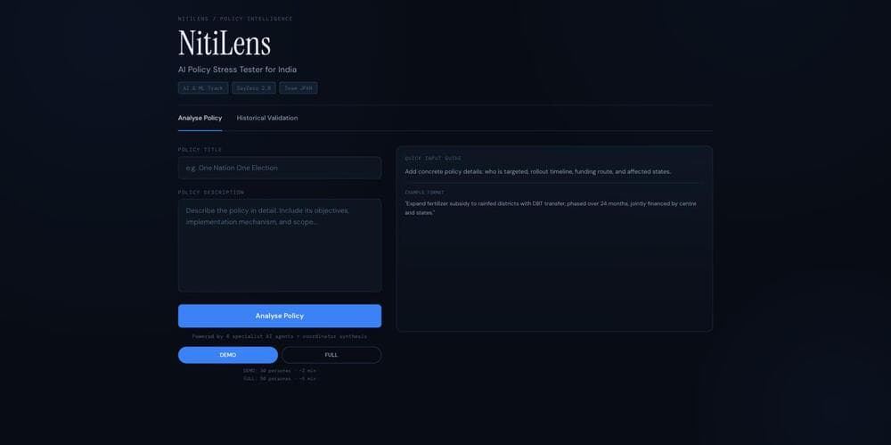 NitiLens — live interface